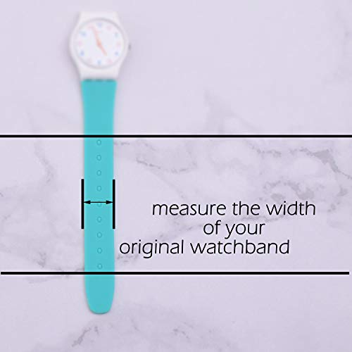 GreenOlive Replacement Waterproof Silicone Rubber Watch Strap Watch Band for Swatch (17mm 19mm 20mm) (19mm, Black)
