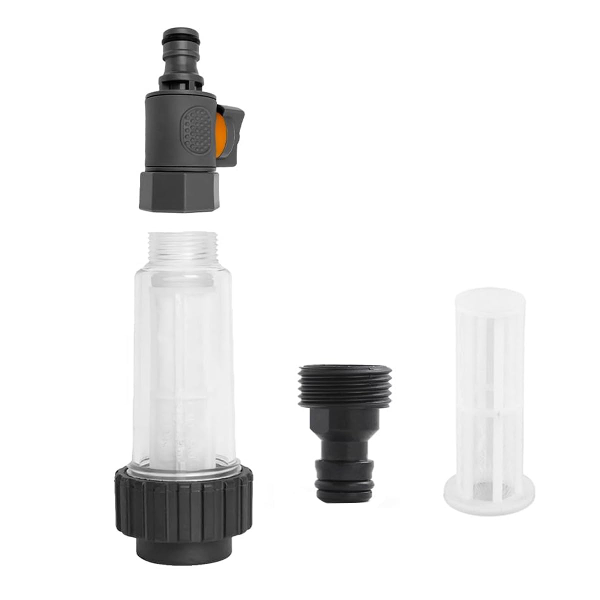 Lot de 8 filtres à eau pour camping-car avec crépine de rechange, adaptateur rapide 3/4" et vanne de régulation, et insert filtrant. Convient aux camping-cars et caravanes.