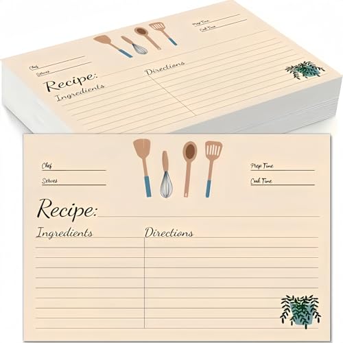 YOJO Recipe Cards,50 Count Recipe Cards 4x6,Double Sided Cardstock for Bridal Shower,Wedding,Housewarming Gift