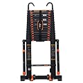 Telescopic Ladders Multi-Purpose Extendable Ladder Telescopic Ladder Telescoping Ladder for 6m/5m/4m/3m RV/Rooftop/Attic, Aluminum Black Extension Telescopic Ladders with Detachable Hook, St Vision