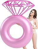 Flotador de piscina con anillo de diamante inflable - Anillo de compromiso Despedida de soltera Flotador Stagette Decoraciones Tubo de natación Flotador Salón de agua al aire libre for adultos y niños
