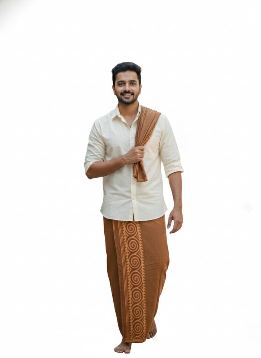 crystalheal; designing the destiny CRYSTAL HEAL Men's Cotton Traditional Tribal Dhoti | Handcrafted Indian Ethnic Wraparound | Soft & Breathable Fabric | Comfortable Fit for Puja, Meditation, Yoga, and Festive-picture-10