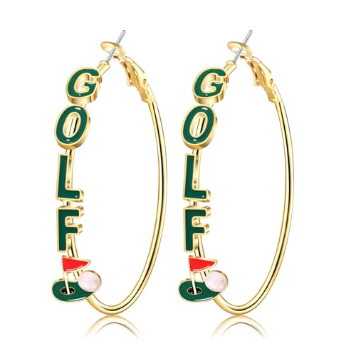 Golf Hoop Earrings for Women Golf Ball Tee Bag Cart Earring Statement Golf Themed Earrings Putting Green Earrings Sport Game Day Golf Accessories Outfits Jewelry Gifts