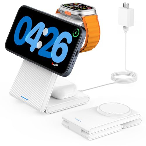 Cargador magnético 3 en 1 plegable para iPhone 16 y Apple Watch
