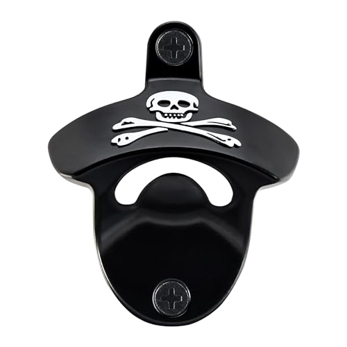 HAIICEN Skull Wall Mounted Bottle Opener Black Pirate Rustproof Caribbean Themed Table Mountable Beer Cap Opener for Wood Board DIY Crafts