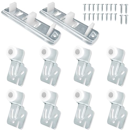 Sliding Closet Door Roller Kit Wardrobe Door Roller with Slide Track Replacement for Top-Hung Sliding Closet Door Roller -Quiet Glide (10 PCS)