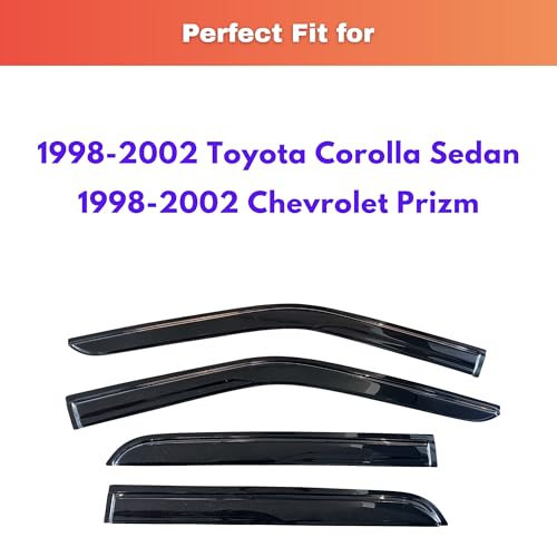 Image of KPY Rain Guards Fit for 1998-2002 Toyota Corolla Sedan, Out-Channel Window Visors Vent Wind Deflectors 4PC, Car Accessories for 1998-2002 Chevrolet /Chevy Prizm