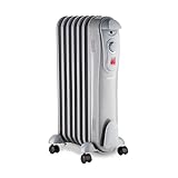 Schallen Portable Electric Slim Oil Filled Radiator Heater for Home and Office Use with Adjustable Temperature Thermostat, 3 Heat Settings & Safety Cut Off (Grey, 1500W | 7 Fin)