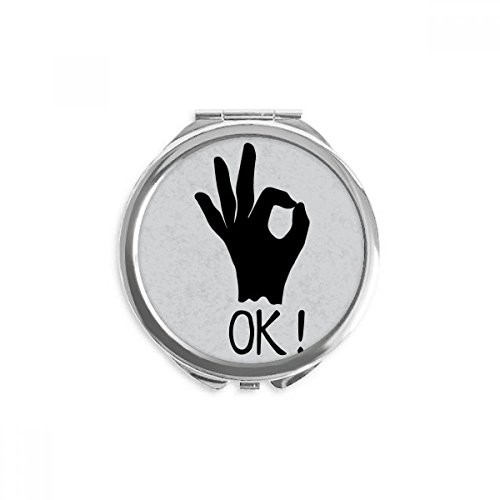 Miroir rond de maquillage à la main fin et léger pour sac à main silhouette OK
