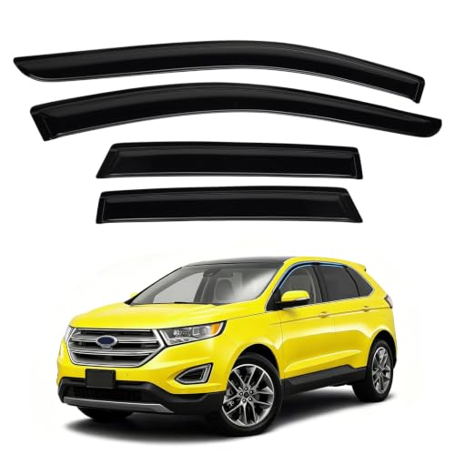 Image of Edge Rain Guards - Window Visors for Ford Edge 2007-2014 /Lincoln MKX 2007-2015, Out-Channel Side Window Rain Guards for MKX Accessories, 4PCS, Black, Car Accessories