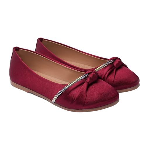 Image of toothless Kids Girls Belly Shoes | Shimmer Ballerinas with Rhinestone Detail | Comfortable Slip-On Ballet Flats, Festive Occasions & Weddings