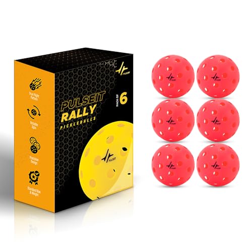 Image of PulseITRally Outdoor Pickleball Balls Set of 6 | 40 Precision Holes, Stable True Flight & Consistent Bounce | Durable High Visibility Pickle Balls for Training, Practice & Competition | Pink