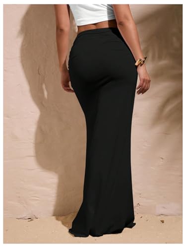 Verdusa Women's Ruched Fishtail Maxi Skirt Elastic High Waisted Long Bodycon Skirts2