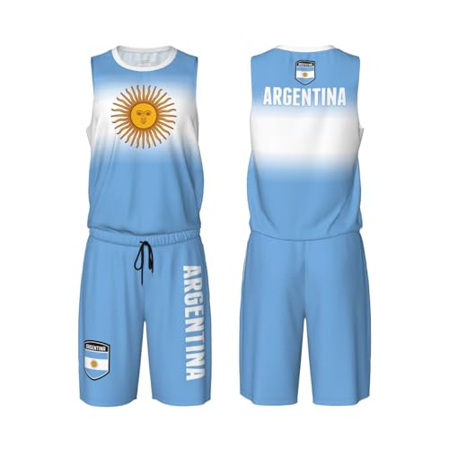 DABOYOZHZH Argentina Flag Basketball Uniform Suit for Men Team Training Athletic Gradient Jersey