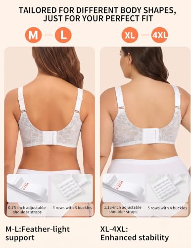 Image of PoseFree Jelly Bras for Women, Wireless No Underwire, Full Coverage Support | Plus Size Bra for Large Breasts, Support & Lift, Minimizer, Seamless Back Smoothing, Soft Comfortable Everyday T Shirt Bra