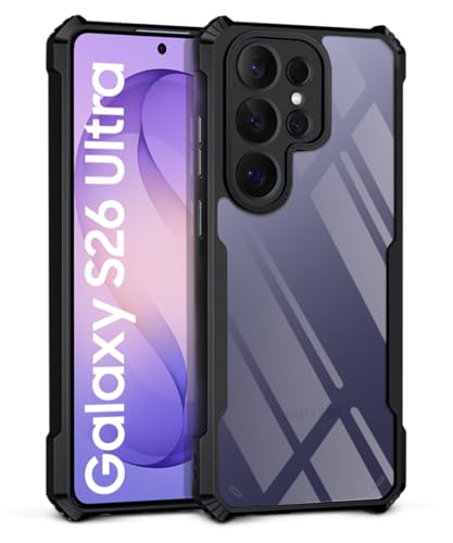 Image of WOW IMAGINE Shock Proof Clear Back Case Mobile Cover for Samsung Galaxy S26 Ultra 5G 2026 (Hard | Hybrid PC + TPU | Full Armour Device & Camera Protection | Black)