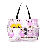 Golden Leaf - Bolsa de viaje de playa espaciosa de gran capacidad, plegable con cremallera, Cute Owl, Talla única