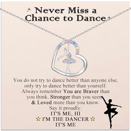 Dance Recital Gifts for Girls, Dance Ballerina Ballet Necklace Jewelry Stuff as Birthday/Christmas/Valentines/Graduation/Back to School/Competition Gifts for Girls Daughter Granddaughter Sister Niece