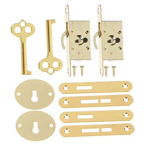 HORIALENCE 2セット 五金配隠しロック 鍵付き 木箱装飾用 アンティーク調 ジュエリーボックスキャビネットロック 交換用ボックス錠