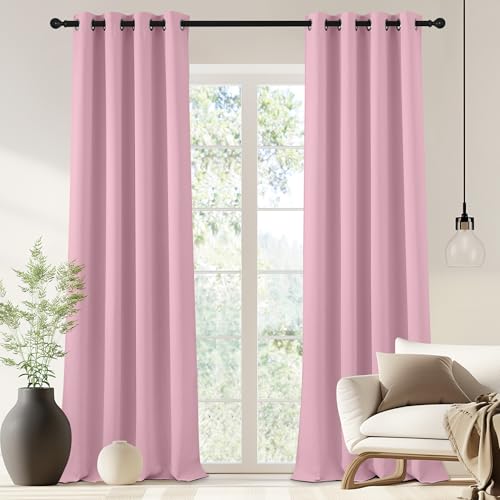 NICETOWN Blackout Drapery Curtain Panel 90 inches Long - Window Treatment Thermal Insulated Grommet Blackout Curtain/Drape for Bedroom Living Room (Rouge Pink, 1 Panel, 46 by 90 inches)