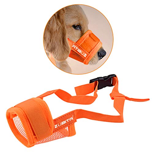 Zubita Hunde Maulkörbe, Einstellbar Atmungsaktiv HundeMaulkörbe aus Kunststoff Maulschlaufe für kleine, mittelgroße und große Hunde zum Verhindern von Bellen, Beißen und Kauen (S, Orange)