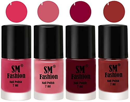 Image of Nail Polish Combo Set (Pack of 4) Quick Dry Gel Finish Nail Paint | Dusty Pink,Nude Pink,Boysenberry,Jam | 7 ml Each