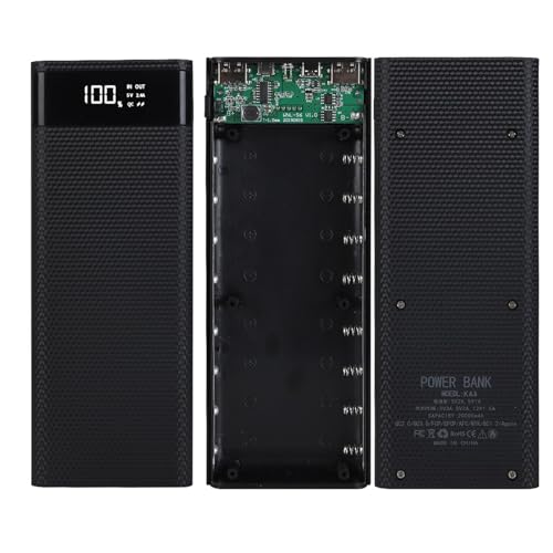 LQMBABY 5V-2.1A Power 8 x 18650 Holder Organizer Batteries Box for Electronic DIY Holder DIY Bank Holder Case (Black) (10W-Regular)