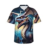 CNTDBU Roaring Dragon - Camicia hawaiana da uomo, a maniche corte, casual, estiva, con bottoni, leggera, con tasca, Nero , S