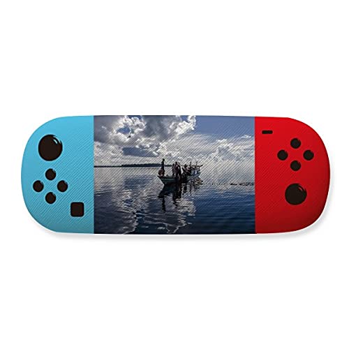 Étui de rangement pour lunettes bleu océan motif bateau finitions soignées