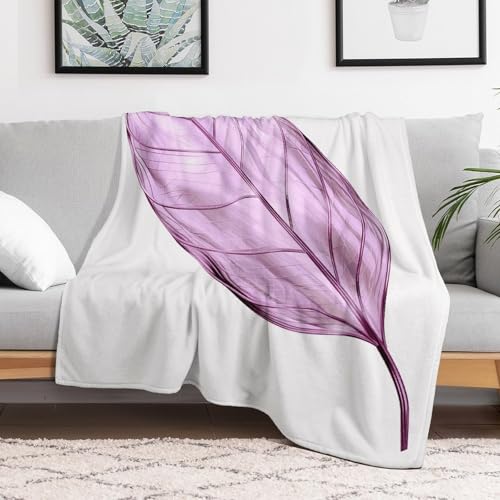 Couverture en flanelle douce de qualité supérieure, jeté de lit design feuilles lilas