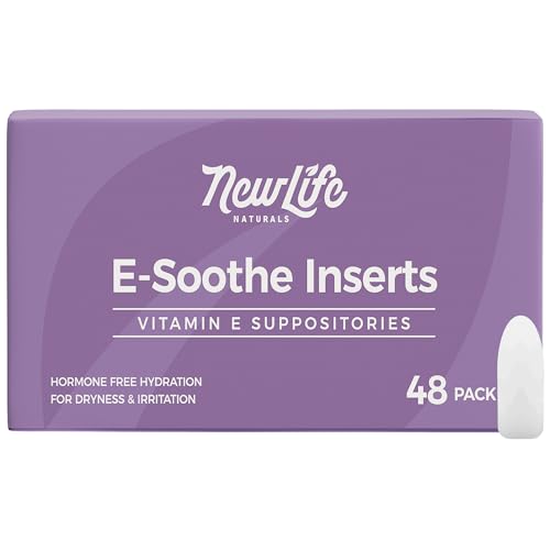 NewLife Naturals Vitamin E Suppositories for Women 38IU ESoothe - All Natural Vaginal Moisturizer - Feminine Care for Dryness Irritation Menopause Postpartum Hormonal Changes & More - 48 Inserts, USA