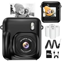 Instant Camera, Dual-Lens Kids Camera Instant Print for Boys Girls Christmas Birthday Gifts, 1080P Digital Cameras for Kids Teens with Print Paper, 32GB Card, Toddle Toy for Age 4-12 YearsBlack