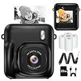 Instant Camera, Dual-Lens Kids Camera Instant Print for Boys Girls Christmas Birthday Gifts, 1080P Digital Cameras for Kids Teens with Print Paper, 32GB Card, Toddle Toy for Age 4-12 Years(Black)