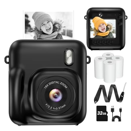 Instant Camera, Dual-Lens Kids Camera Instant Print for Boys Girls Christmas Birthday Gifts, 1080P Digital Cameras for Kids Teens with Print Paper, 32GB Card, Toddle Toy for Age 4-12 Years(Black)