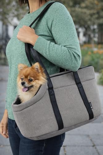 Hundetasche - Tragetasche Aaliyah Grau – 46x23x25cm – Polyester mit Schaum – Abnehmbares Kissen – Sicherheitsleine – Einfach zu reinigen