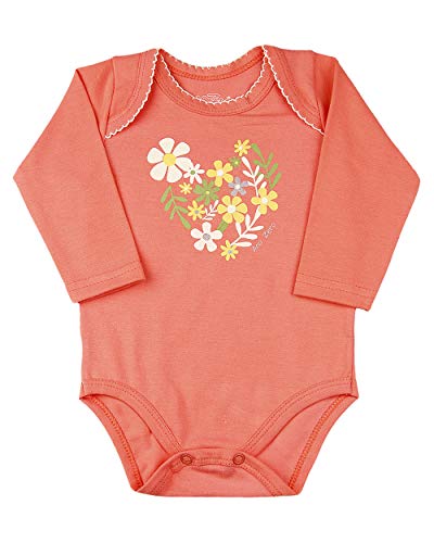 Kit Bebê 3 Bodies Bolinha, Listrado e Silk Flores - Laranja 1