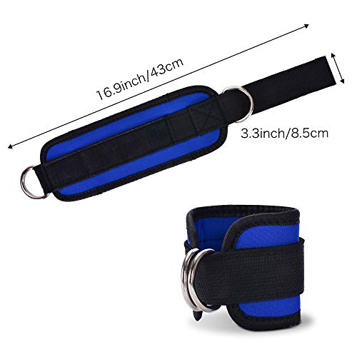 Zrova Ankle Straps for Cable Machines, Adjustable Ankle Straps for Legs Workout (Blue) - Thumbnail 3