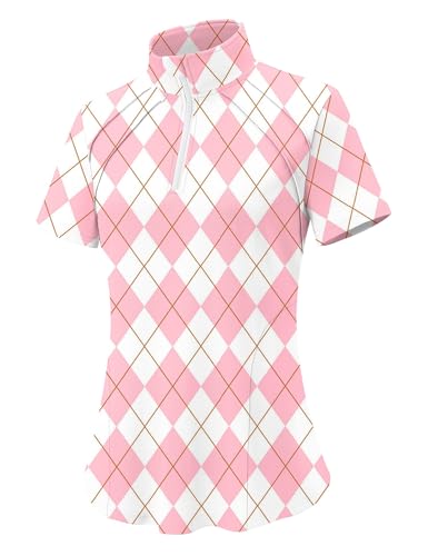 Image of LOMON Womens Golf Polo Shirts Summer Short Sleeve 1 /4 Zip Tops Moisture Wicking Casual Tennis Activewear with Pockets