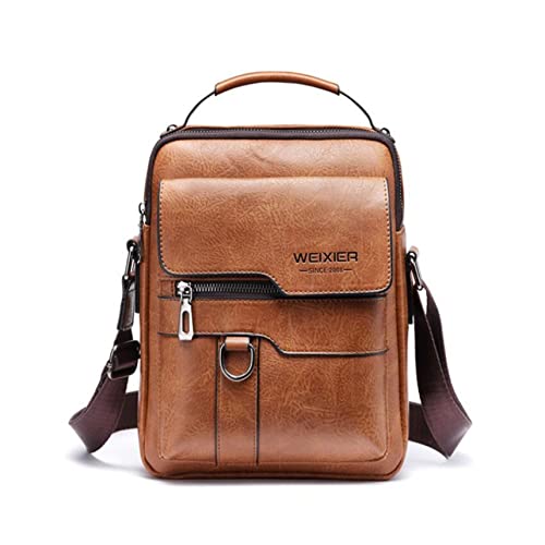 Mens Small Leather Crossbody Purse Bag, Man Shoulder Messenger Bag for Work Business