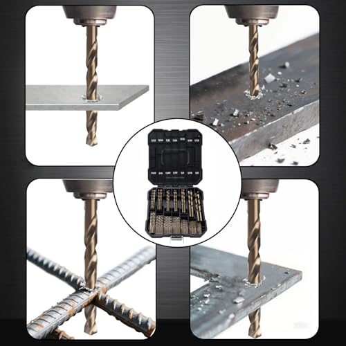Cobalt Drill Bit Set for Hardened Metal and Stainless Steel, 99Pcs M35 High Speed Steel Twist Jobber Metal Drill Bits 1/16"-3/8", with Plastic Index Storage Case