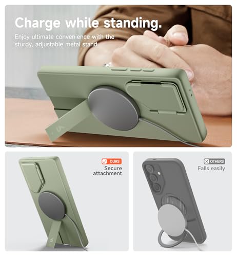 Image of SURITCH for Samsung Galaxy S24 Ultra Phone Case, Magnetic Protective Cover with Camera Cover & Adjustable Metal Kickstand for Galaxy S24 Ultra (2024)-Sage Green