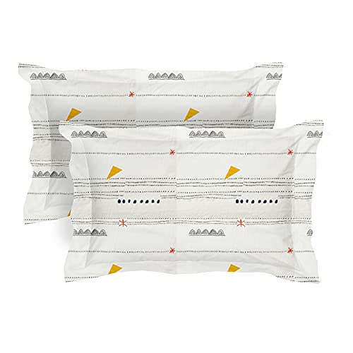 Image of Bedsheet | Bedsheets | Bed Sheet | Casual Bedsheet with 2 Pillow Covers - Leaf with Black spott Double