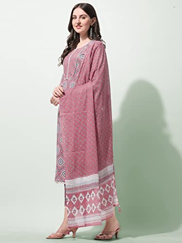 Image of MIRCHI FASHION Pure Cotton Floral Printed Kurta Set with Dupatta | 3 Piece Straight Fit Kurta Pant Set | Ethnic Office Wear Salwar Suit for Women