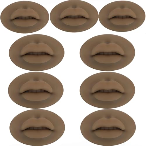 Image of Tattoo Fake Lips 9 Pieces 5D Fake Lips, Silicone Lips for Makeup Practice, Soft Tattoo Practice Lips Model for Semi Permanent Make Up Supplies