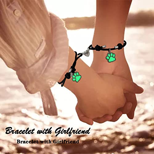 Bogoro Hundepfote Armband, Pfote Armbands Damen, Damen Armbänder, Leuchtendes Katze Pfoten Armbands, Fernbeziehung Armband-s, Geschenk für Hundebesitzer,Ehefrau,Freundin