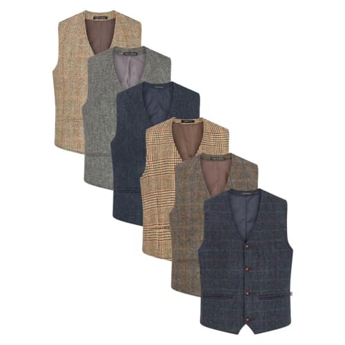 Chaleco Harris Tweed para hombre estilo Dalston en punto de espiga 6