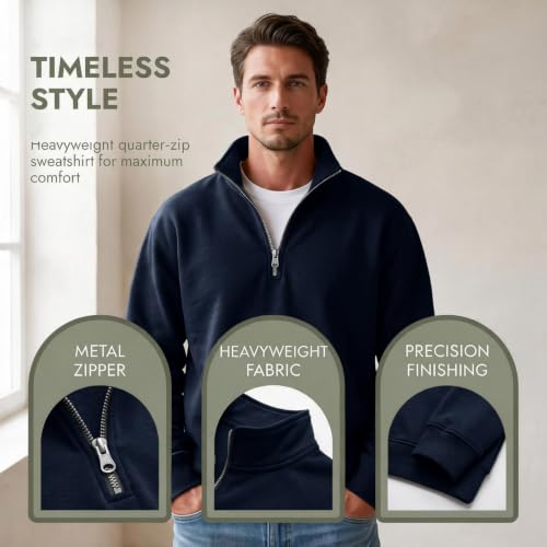 Fleece Sweatshirt Men Comfy Quarter Zip 1/4 Zip Pullover Sweat Shirts - image 8