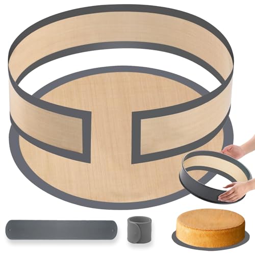 Silicone Baking Mat for Springform Pan 9 Inch, 2 PCS Non-stick and Easy-clean Springform Pan Protector, Prevent Cake from Sticking to Side and Bottom for Cheesecake Pan, included Silicone Storage Band