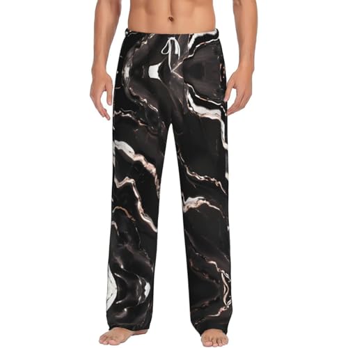 Pantalon de détente en polaire premium au design marbre noir et or rose