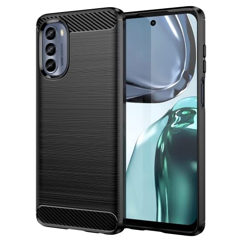 Image of NPRC Hybrid Ultra Slim Protective Case TPU Non-Slip Carbon Fiber Texture Shockproof Case Cover for Moto G52 - Black